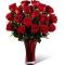 17-V3R Bouquet de roses rouge dans un vase rouge 