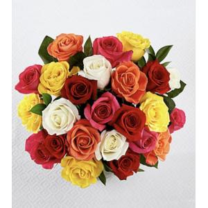 FW90NV 24 Roses mélangées à tiges longues  - Sans Vase